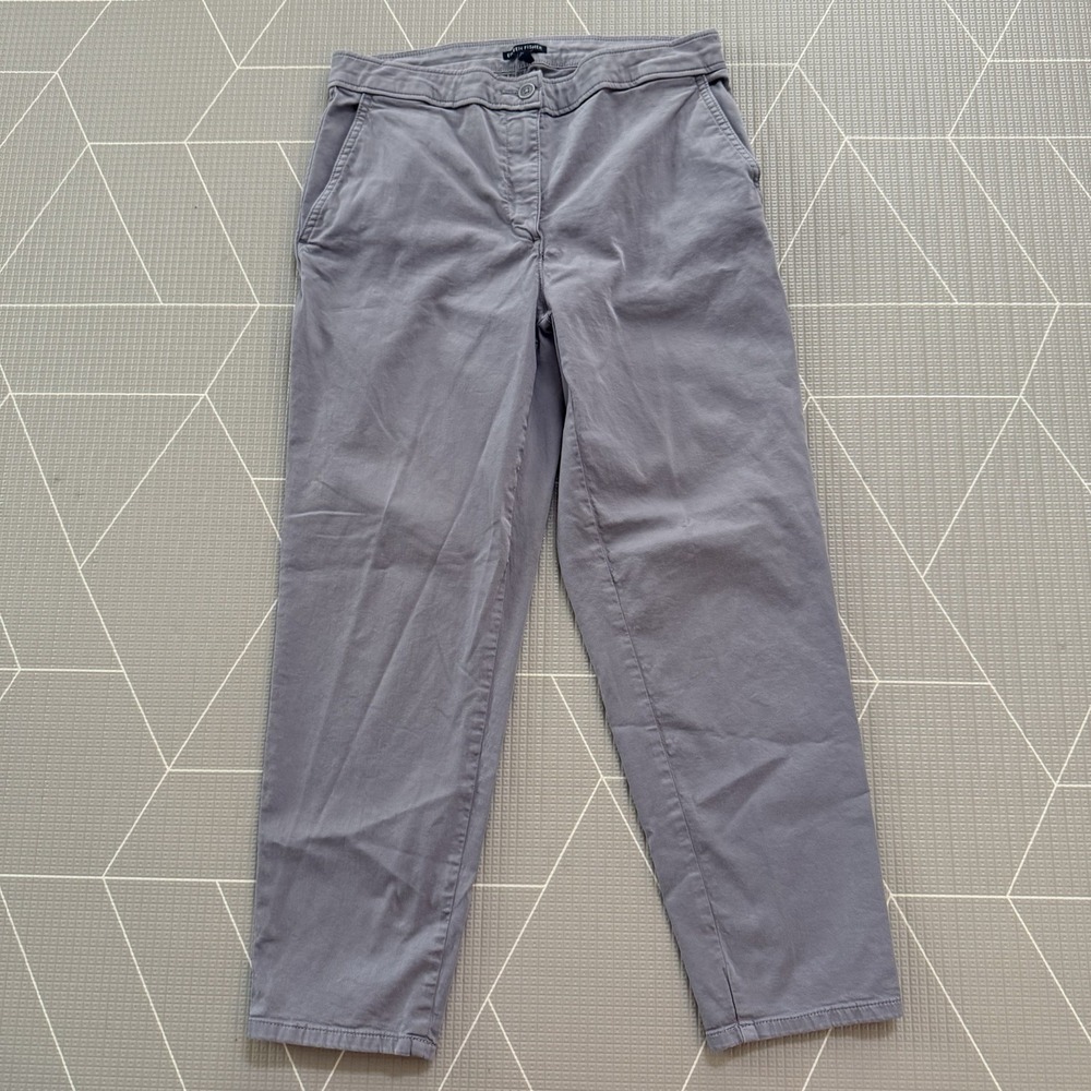 Eileen Fisher‎ Khaki Pants Size 10 Gray Slim Fit